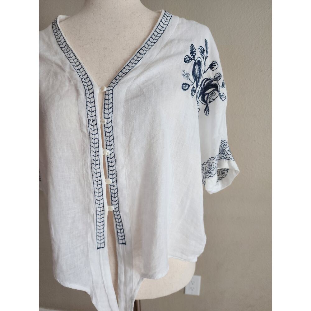 Rails Linen Women's Floral Embroidered Top SZ Small Boho - Picture 6 of 10
